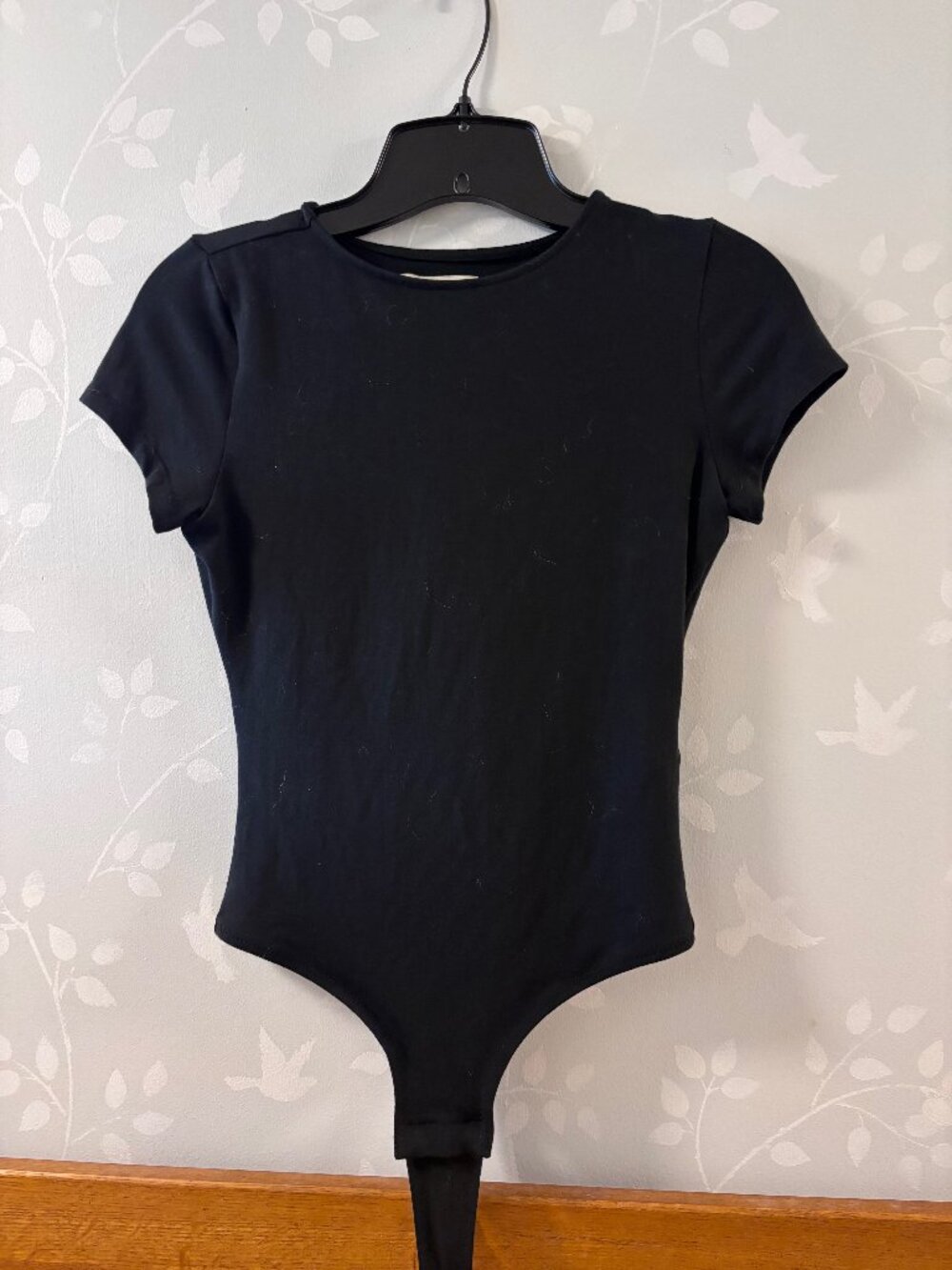 Madewell Short Sleeve  Crewneck Thong Bodysuit Black Size Small